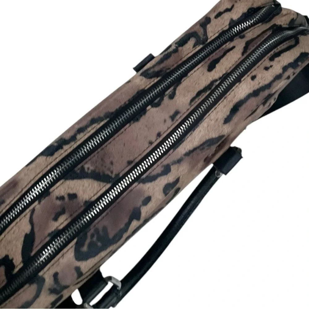 🧯 H.due.O Leopard Print Messenger Bag 🔗 Vinyl Briefcase Crossbody Made in Italy